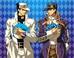  bad_id bad_pixiv_id ball bird black_hair dual_persona hat jojo_no_kimyou_na_bouken kuujou_joutarou long_coat multiple_boys older penguin seal star tktg 