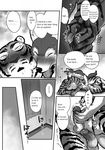  anthro balls biceps blush butt canine comic dialog english_text feline gay greyscale handjob hot_dogging japanese_text male mammal maririn monochrome muscles pecs penis text tiger tongue tongue_out translated wolf 