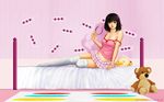  bed eeotoko photoshop pink teddy_bear thighhighs 