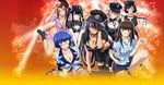  6+girls black_hair blue_hair breasts brown_eyes brown_hair cleavage glasses green_eyes hat ikkitousen kan'u_unchou large_breasts long_hair multiple_girls official_art purple_hair ryomou_shimei ryuubi_gentoku saji_genpou_(true) shibai_chuutatsu short_hair ten'i_(ikkitousen) twintails very_long_hair 