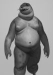 2023 anthro belly big_belly body_hair casual_nudity chubby-shark digital_media_(artwork) digital_painting_(artwork) double_chin eyebrows featureless_crotch front_view grey_background greyscale happy happy_trail ishmael_(disc0theque) looking_at_viewer male mammal marine markings mole_(marking) monochrome moobs navel nipple_piercing nipples nude open_mouth open_smile overweight overweight_anthro overweight_male pegleg piercing pinniped portrait pubes seal shaded sharp_teeth simple_background smile snout soft_shading solo standing teeth three-quarter_portrait whiskers 