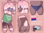 anthro antlers bovid caprine clothing female floppy_ears fur hi_res horn lop_(zwll) lop_ears mammal model_sheet sheep underwear wool_(fur) zwll