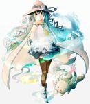  bunny cape fingerless_gloves gloves green_eyes green_hair hat hatsune_miku highres keshitsubu long_hair pantyhose skirt snowflakes suki!_yuki!_maji_magic_(vocaloid) twintails very_long_hair vocaloid wand witch_hat yuki_miku yukine_(vocaloid) 