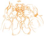  blush double_kiss erik feline gay group kissing lion male mammal sketch unchained_lynx unknown_species xan 