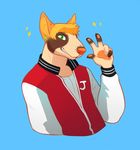  blonde_hair bull_terrier canine clothed clothing generic_background hair jock male mammal 