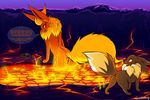  brown_fur candyfoxy collar comic eevee eeveelution female feral flareon fur lava male nintendo open_mouth pok&#233;mon pok&eacute;mon text video_games 