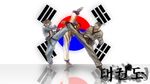  3boys angry baek_doo_san crossover fatal_fury fighting flag hwoarang kicking kim_kaphwan king_of_fighters korean_flag multiple_boys namco snk south_korean_flag taekwondo tekken 