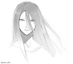  commentary_request fading greyscale hair_between_eyes hair_blowing lips long_hair looking_at_viewer monochrome neck poaro shadow simple_background solo the_ring twitter_username upper_body white_background yamamura_sadako 