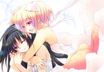  2girls akemi_homura hug kaname_madoka mahou_shoujo_madoka_magica tama_two_(fukuya) wink 