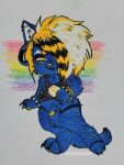  621_day absurd_res alternative_fashion animal_genitalia clothing colored colored_pencil_(artwork) e621 felid feline fishnet_clothing fishnet_leggings fishnet_legwear genitals hexerade hi_res leggings legwear male male/male mammal mascot rainbow sheath solo sparklefur sparkleyiff traditional_media_(artwork) 