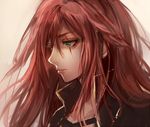  breasts green_eyes katarina_du_couteau league_of_legends long_hair lowres medium_breasts momoko_(momopoco) red_hair scar solo weapon 