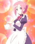  amatsuka_megumi_(gj-bu) apron folded_ponytail gj-bu highres maid maid_headdress pink_eyes pink_hair screencap short_hair solo sparkle teapot 