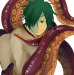  annyu green_eyes green_hair looking_away male_focus monster_boy smile solo tako_otoko tentacles yume_2kki 