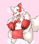  black_nose blush chest_tuft chubby clothing fur mmokotan nintendo normal_type open_mouth pixiv pok&#233;mon pok&eacute;mon solo teeth tooth tuft video_games white_fur zangoose 