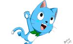  blackcat blue_fur cat fairy_tail feline fur happy happy_(fairy_tail) male mammal open_mouth plain_background solo teeth white_background 