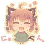  :d ^_^ ahoge animal_ears blush bow braid cat_ears cat_tail chibi closed_eyes facing_viewer fang flower hair_bow hazuki_ruu heart kaenbyou_rin open_mouth red_hair smile solo tail touhou twin_braids 