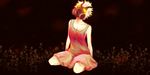  1girl collarbone field flower flower_field gas_mask highres sabitsuki sitting skirt sleeveless solo tabashio white_hair 