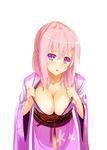  1girl breasts cleavage female highres japanese_clothes kimono kyaro_(kyaro54) looking_at_viewer original solo 