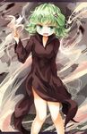  :o anger_vein angry annoyed bad_id bad_pixiv_id black_dress blush curly_hair dress electricity eyelashes green_eyes green_hair harapekopikachu legs_apart looking_at_viewer one-punch_man open_mouth short_hair sketch solo standing tatsumaki telekinesis wind 