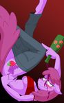  alcohol anthro anthrofied apple berry_punch_(mlp) beverage blush bottle breasts cleavage clothed clothing drunk equine female friendship_is_magic fruit hair horse jrvanesbroek mammal my_little_pony panties pinky_out pony purple_eyes purple_hair shirt solo tank_top thong under_boob underwear upside_down vest wine wine_bottle 