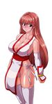  1girl breasts brown_hair cleavage collarbone dead_or_alive ears himukai_kyousuke hips kasumi kasumi_(doa) large_breasts legs long_hair panties red_eyes shiny shiny_skin simple_background solo tecmo underwear white_background white_legwear white_panties 