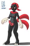  anthro balls big_knot claws embarrassed erection eyewear glasses knot looking_at_viewer male nintendo nipples nude packmind penis plain_background pok&#233;mon pok&eacute;mon solo standing toe_claws video_games weavile white_background 