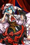  bad_id bad_pixiv_id blue_hair cross_akiha hat red_eyes remilia_scarlet short_hair solo touhou 