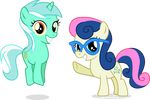  absurd_res alpha_channel bonbon_(mlp) cutie_mark equine eyewear female feral friendship_is_magic glasses hi_res horn horse looking_at_viewer lyra_(mlp) lyra_heartstrings_(mlp) mammal my_little_pony pony smile unicorn vector-brony young 