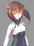  armor blush brown_eyes brown_hair flat_chest headband headgear kantai_collection looking_at_viewer short_hair smile solo taihou_(kantai_collection) yukimura_tsubame 