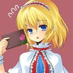  alice_margatroid amaa_(chou_dennou_jidai) blonde_hair blue_eyes gift holding holding_gift short_hair solo touhou valentine 