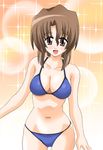  :d bad_id bad_pixiv_id bikini blush breasts brown_eyes brown_hair cleavage hayate_no_gotoku! ken_(haresaku) large_breasts maria_(hayate_no_gotoku!) navel open_mouth smile solo swimsuit 