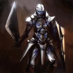  1boy abubu armor blame! commentary_request highres male_focus seu shield solo sword weapon 