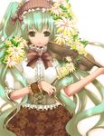  bad_id bad_pixiv_id bow bowtie flower formal frills green_eyes green_hair hatsune_miku instrument long_hair solo twintails very_long_hair violin vocaloid yuuki_kira 