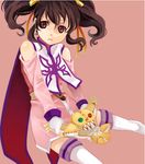  anise_tatlin black_hair brown_eyes brown_hair doll gloves hair_ribbon miho_(mi) ribbon solo stuffed_toy tales_of_(series) tales_of_the_abyss thighhighs tokunaga twintails 
