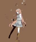  bad_id bad_pixiv_id blue_eyes boots dress knee_boots long_hair megurine_luka pink_hair shikimi_(yurakuru) solo vocaloid 