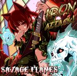  album_cover animal_ears bad_id bad_pixiv_id braid cat_ears cover floating_skull guitar instrument kaenbyou_rin red_eyes red_hair ribbon rondo_umigame short_hair skull solo touhou twin_braids twintails 