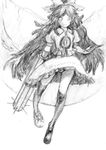  binayu greyscale long_hair monochrome reiuji_utsuho solo touhou 