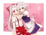  bad_id bad_pixiv_id braid fujiwara_no_mokou izayoi_sakuya kanaritu long_hair maid multiple_girls red_eyes touhou 