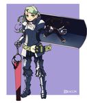  armor bad_id bad_pixiv_id copyright_request gloves green_eyes green_hair highres kansou_samehada shield solo sword weapon 