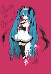  aqua_hair bad_id bad_pixiv_id bare_shoulders crown dress hatsune_miku highres kashiwaba_hisano long_hair red_eyes solo thighhighs twintails very_long_hair vocaloid world_is_mine_(vocaloid) 