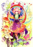  bad_id bad_pixiv_id facepaint flower mushroom nayuko original purple_hair solo traditional_media 