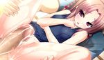  1girl amagasa_hikari blush brown_hair censored game_cg pink_eyes pussy swimsuit tamahaji!_-tamatama_hajikeru_imouto-tachi 