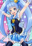  armpits arms_up bad_id bad_pixiv_id black_legwear blue_eyes blue_hair blue_skirt character_name crown cure_princess happinesscharge_precure! long_hair looking_at_viewer magical_girl open_mouth precure shirayuki_hime skirt solo thighhighs twintails yukinojou_yakan 