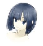  bangs bare_shoulders blue_eyes blue_hair head_only looking_at_viewer original poaro short_hair simple_background solo white_background 