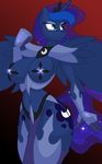  anthro anthrofied armor big_breasts blue_eyes breasts cleavage clothed clothing crown cutie_mark equine eyeshadow female friendship_is_magic gauntlet horn horse jrvanesbroek makeup mammal moon my_little_pony navel necklace pony princess_luna_(mlp) sparkles unconvincing_armor winged_unicorn wings 