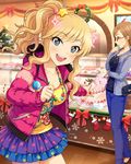  :d aikawa_chinatsu artist_request blonde_hair brown_eyes brown_hair cake christmas christmas_stocking christmas_tree food fur_trim glasses idolmaster idolmaster_cinderella_girls jewelry jpeg_artifacts multiple_girls necklace official_art ootsuki_yui open_mouth short_hair smile wreath 