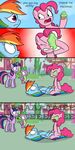  blue_eyes blue_fur comic cupcake cutie_mark dragon english_text equine female friendship_is_magic fur green_eyes hair horn horse male mammal multi-colored_hair my_little_pony open_mouth outside pandramodo pegasus pink_fur pink_hair pinkie_pie_(mlp) pony ponyville purple_eyes purple_fur rainbow_dash_(mlp) royalty scalie screaming sitting spike_(mlp) text twilight_sparkle_(mlp) two_tone_hair winged_unicorn wings 