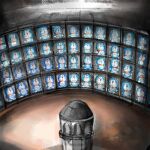  building clone collar doraemon doraemon_(character) indoors mochizuki_tagosaku no_humans panopticon prison prison_cell red_collar red_nose smile watchtower whiskers 