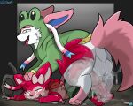 anal anal_penetration animal_genitalia animal_penis balls bodily_fluids brian_the_sylveon butt clothing cloufy cum cum_inside cum_on_feet dominant duo eeveelution equine_genitalia equine_penis feet feral generation_6_pokemon genital_fluids genitals green_eyes hi_res hoodie kerchief legwear log looking_pleasured male male/male male_penetrated male_penetrating male_penetrating_male nintendo open_mouth pawpads paws penetration penile penis pinned pinned_to_ground pokemon pokemon_(species) recon_(sylveon) red_eyes sex smile sylveon tail thick_thighs thigh_highs tongue tongue_out topwear wood