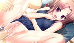  1girl amagasa_hikari anal blush brown_hair censored game_cg pink_eyes pussy swimsuit tamahaji!_-tamatama_hajikeru_imouto-tachi 